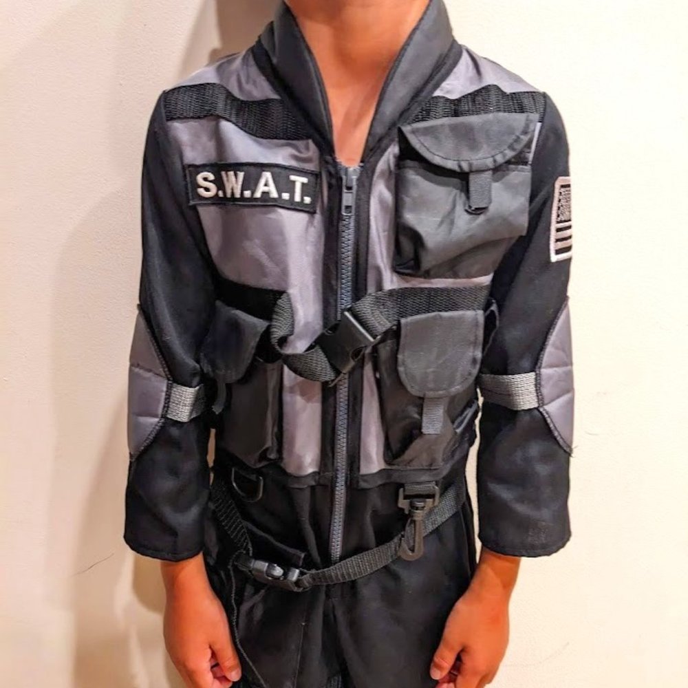 Genuine Teetot and Co. Swat Police Uniform Costume with Hat Size 3-4